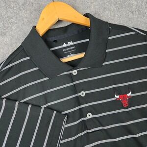 Adidas Chicago Bulls Golf Polo Mens L Black Striped Puremotion NBA Basketball